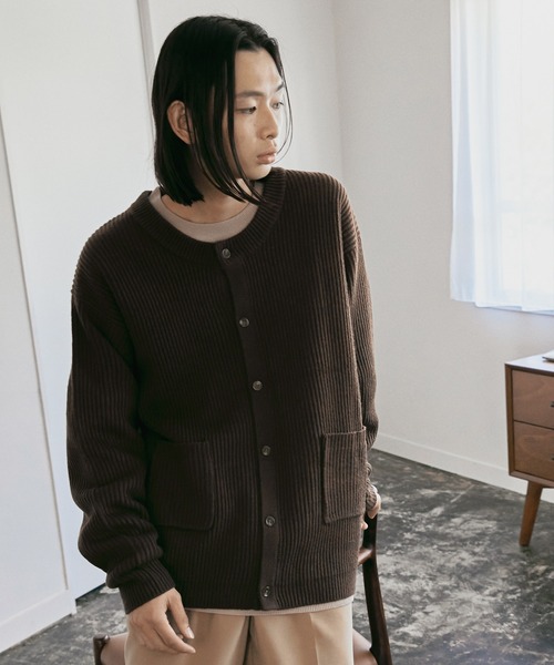 セール】【nowm】ROUND NECK LOOSE KNIT CARDIGAN / ラウンドネック