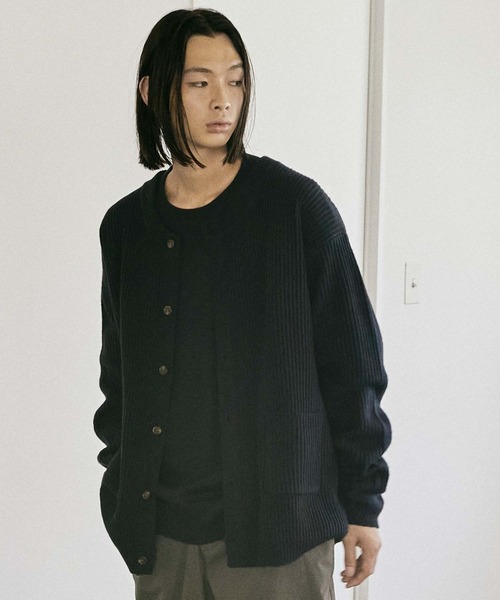 セール】【nowm】ROUND NECK LOOSE KNIT CARDIGAN / ラウンドネック