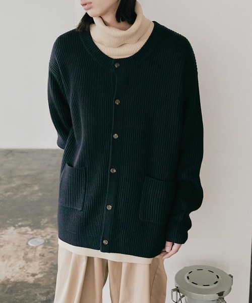 セール】【nowm】ROUND NECK LOOSE KNIT CARDIGAN / ラウンドネック