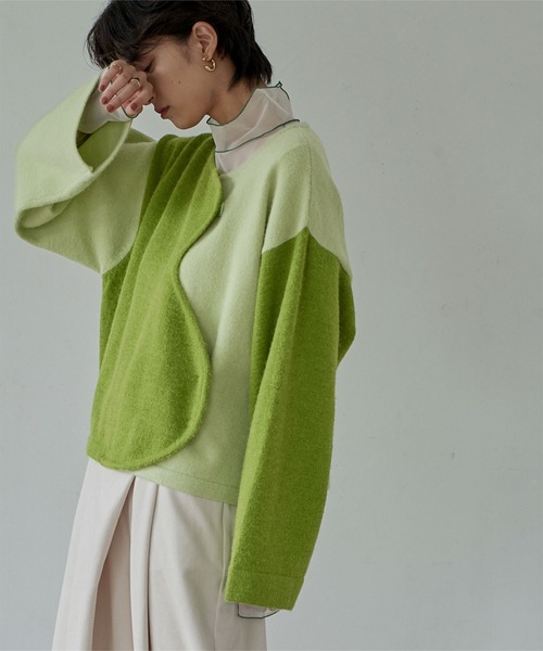 miette（ミエット）の「ﾊﾞｲｶﾗｰｶｰﾌﾞﾃﾞｻﾞｲﾝｶｰﾃﾞｨｶﾞﾝ（カーディガン/ボレロ・レディース・オフホワイト/ライトグリーン・FREE）」の6枚目の写真