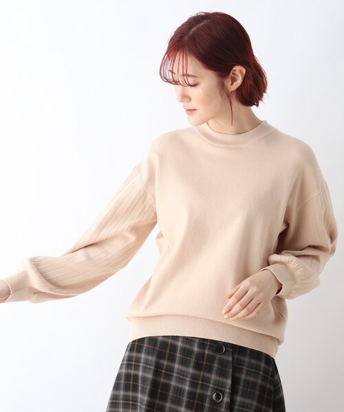 DRESKIP（ドレスキップ）の「◆ふんわりお袖プリ－ツニット（ニット/セーター・レディース・ブラック/ブラウン系その他/ライトベージュ/パープル系4・02/03/04）」の3枚目の写真