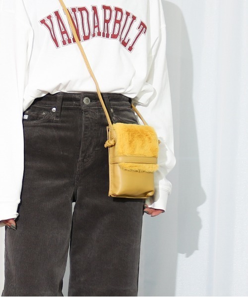 Per sist ence（パーシエンス）の「Per sist ence/パーシエンス　お財布機能付き PU×フェイクファー コンビネーションバッグ（ショルダーバッグ・レディース・ブラック/グレイッシュベージュ/イエロー・FREE）」の15枚目の写真