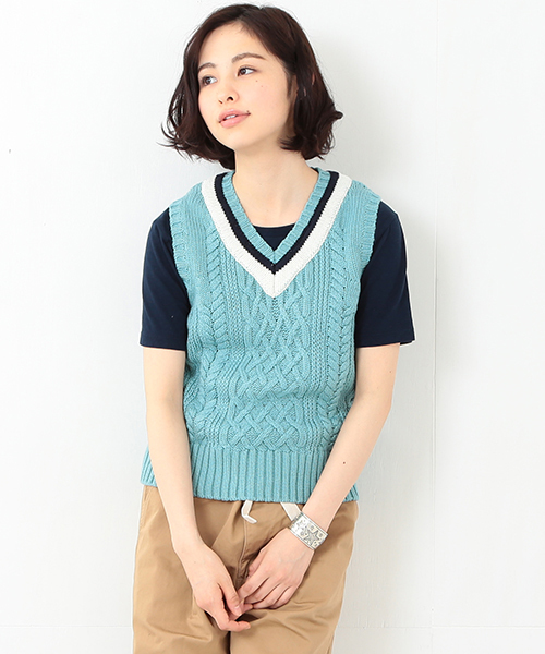 BEAMS BOY（ビームスボーイ）の「BEAMS BOY / 3ゲージ マーセライズ チルデン ベスト（ベスト・レディース・ナチュラル/ロイヤルブルー/ネイビー・ONE SIZE）」の3枚目の写真