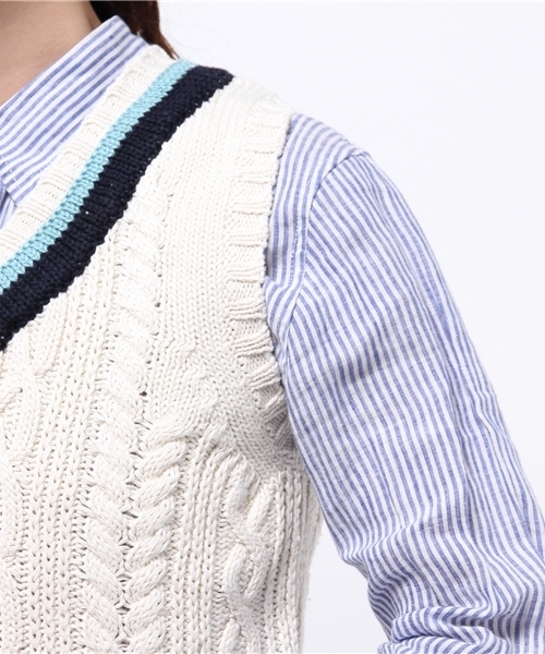 BEAMS BOY（ビームスボーイ）の「BEAMS BOY / 3ゲージ マーセライズ チルデン ベスト（ベスト・レディース・ナチュラル/ロイヤルブルー/ネイビー・ONE SIZE）」の18枚目の写真