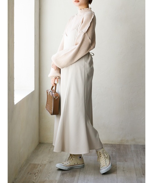 SLURR（スラ―）の「バックリボンマーメイドワンピース（ワンピース・レディース・ベージュ/ネイビー/マスタード/その他8・FREE）」の18枚目の写真