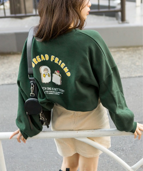 SpRay(スプレイ)の「裏起毛ブレッドフレンズスウェット(スウェット・レディース・ダークグリーン/ブルー/アイボリー/オートミール/スミクロ・FREE)」の13枚目の写真