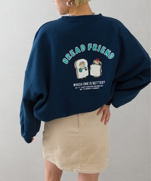 SpRay(スプレイ)の「裏起毛ブレッドフレンズスウェット(スウェット・レディース・ダークグリーン/ブルー/アイボリー/オートミール/スミクロ・FREE)」の9枚目の写真