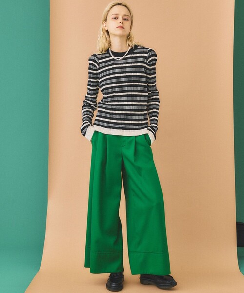 INella（イネラ）の「【INella(イネラ)】マルチボーダータックニット（ニット/セーター・レディース・ベージュ/ブラック/グリーン・FREE）」の5枚目の写真