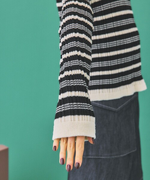 INella（イネラ）の「【INella(イネラ)】マルチボーダータックニット（ニット/セーター・レディース・ベージュ/ブラック/グリーン・FREE）」の14枚目の写真