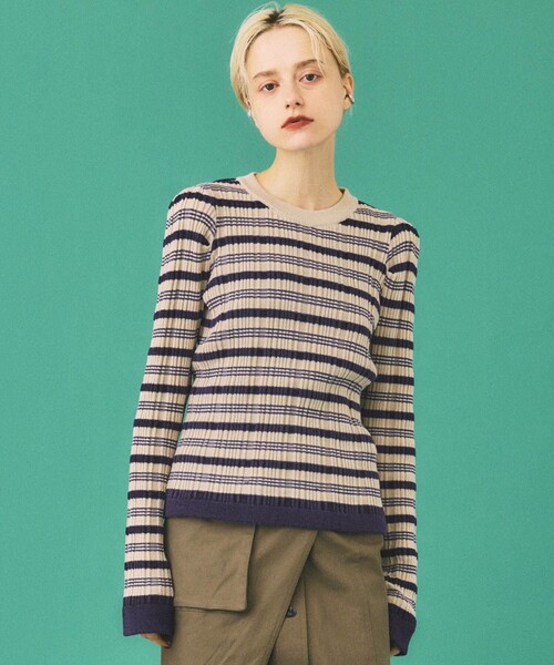 INella（イネラ）の「【INella(イネラ)】マルチボーダータックニット（ニット/セーター・レディース・ベージュ/ブラック/グリーン・FREE）」の16枚目の写真