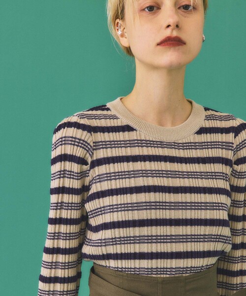 INella（イネラ）の「【INella(イネラ)】マルチボーダータックニット（ニット/セーター・レディース・ベージュ/ブラック/グリーン・FREE）」の19枚目の写真