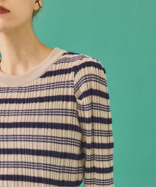 INella（イネラ）の「【INella(イネラ)】マルチボーダータックニット（ニット/セーター・レディース・ベージュ/ブラック/グリーン・FREE）」の21枚目の写真