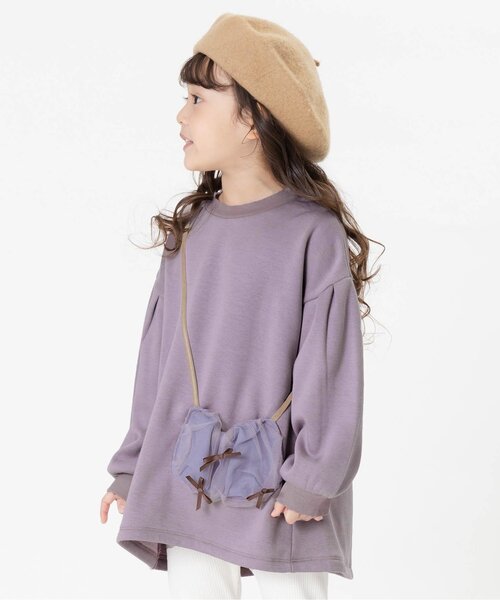 Seraph（セラフ）の「あったか裏シャギーポシェット付きチュニック（チュニック・キッズ・ミント/アイボリー/ラベンダー/チャコール・140/120/95/100/130/90/110/80）」の4枚目の写真