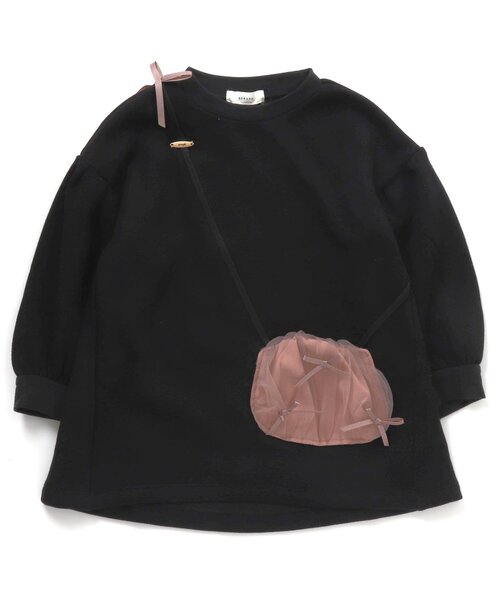 Seraph（セラフ）の「あったか裏シャギーポシェット付きチュニック（チュニック・キッズ・ミント/アイボリー/ラベンダー/チャコール・140/120/95/100/130/90/110/80）」の2枚目の写真