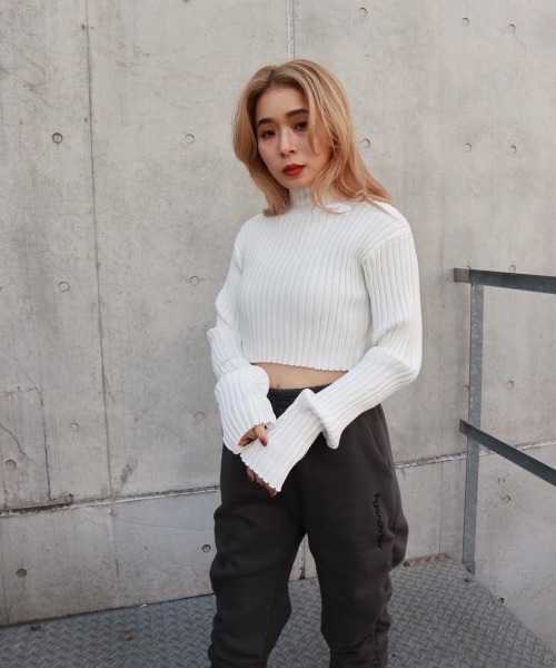 FIG&VIPER(フィグアンドバイパー)の「ハイネッククロップドニットTOP(ニット/セーター・レディース・ホワイト/ブラック/グレー/カーキ・FREE)」の10枚目の写真
