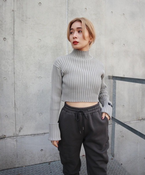 FIG&VIPER(フィグアンドバイパー)の「ハイネッククロップドニットTOP(ニット/セーター・レディース・ホワイト/ブラック/グレー/カーキ・FREE)」の19枚目の写真