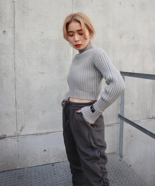 FIG&VIPER(フィグアンドバイパー)の「ハイネッククロップドニットTOP(ニット/セーター・レディース・ホワイト/ブラック/グレー/カーキ・FREE)」の6枚目の写真