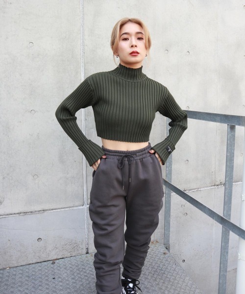 FIG&VIPER(フィグアンドバイパー)の「ハイネッククロップドニットTOP(ニット/セーター・レディース・ホワイト/ブラック/グレー/カーキ・FREE)」の7枚目の写真