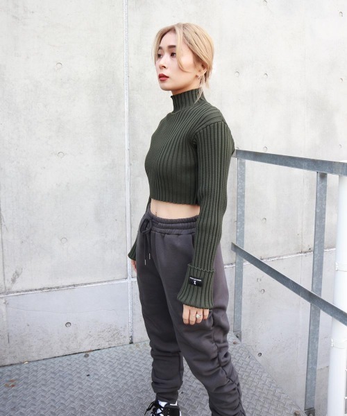 FIG&VIPER(フィグアンドバイパー)の「ハイネッククロップドニットTOP(ニット/セーター・レディース・ホワイト/ブラック/グレー/カーキ・FREE)」の12枚目の写真