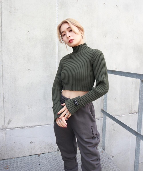 FIG&VIPER(フィグアンドバイパー)の「ハイネッククロップドニットTOP(ニット/セーター・レディース・ホワイト/ブラック/グレー/カーキ・FREE)」の16枚目の写真