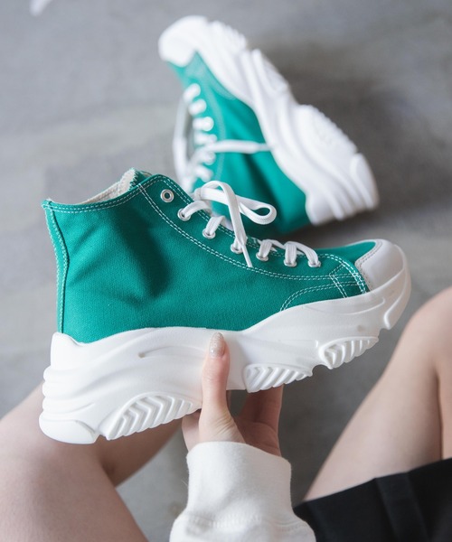 WEGO(ウィゴー)の「WEGO/ボリュームハイカットスニーカー(スニーカー・レディース・パープル/ブラック/ホワイト/グリーン・LARGE/MEDIUM)」の3枚目の写真