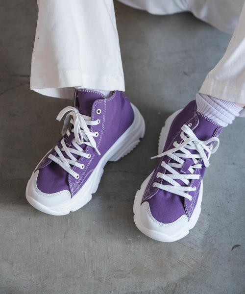 WEGO(ウィゴー)の「WEGO/ボリュームハイカットスニーカー(スニーカー・レディース・パープル/ブラック/ホワイト/グリーン・LARGE/MEDIUM)」の5枚目の写真