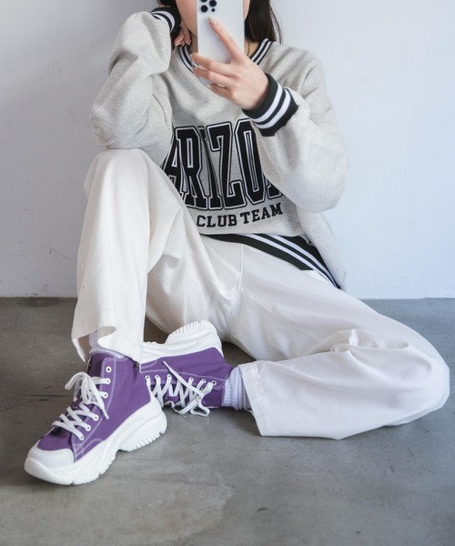 WEGO(ウィゴー)の「WEGO/ボリュームハイカットスニーカー(スニーカー・レディース・パープル/ブラック/ホワイト/グリーン・LARGE/MEDIUM)」の11枚目の写真