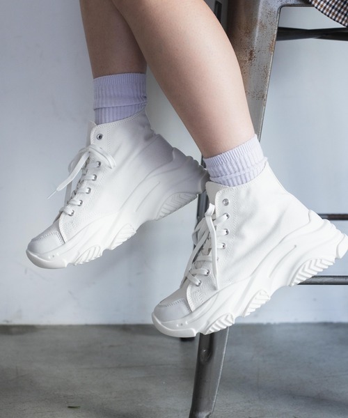 WEGO(ウィゴー)の「WEGO/ボリュームハイカットスニーカー(スニーカー・レディース・パープル/ブラック/ホワイト/グリーン・LARGE/MEDIUM)」の8枚目の写真