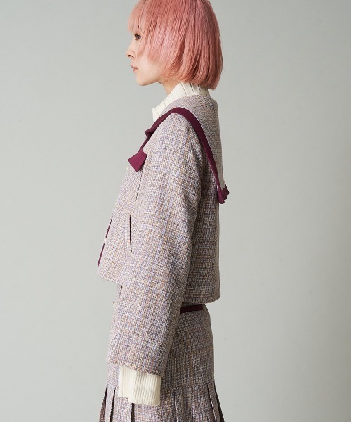 A de a.v.v（アードアー・ヴェ・ヴェ）の「【SET UP対応】ツイードビッグカラージャケット（その他アウター・レディース・パープル/オレンジ系その他・39）」の15枚目の写真