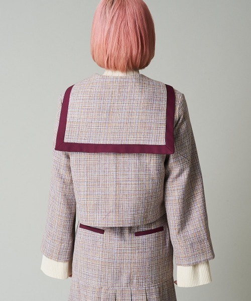 A de a.v.v（アードアー・ヴェ・ヴェ）の「【SET UP対応】ツイードビッグカラージャケット（その他アウター・レディース・パープル/オレンジ系その他・39）」の14枚目の写真