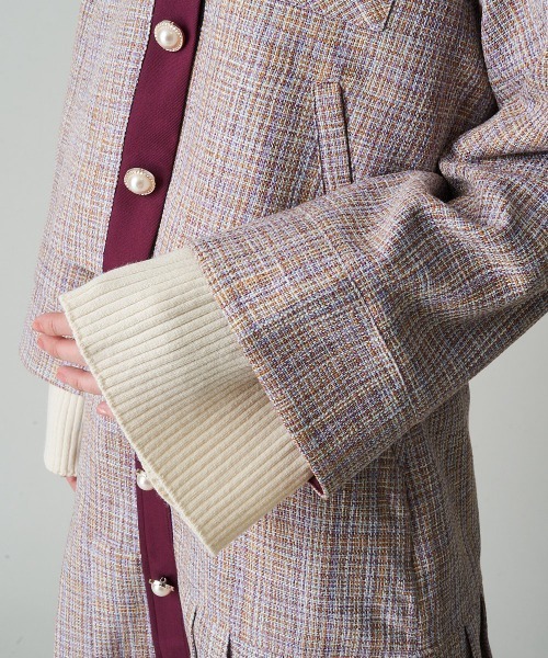 A de a.v.v（アードアー・ヴェ・ヴェ）の「【SET UP対応】ツイードビッグカラージャケット（その他アウター・レディース・パープル/オレンジ系その他・39）」の12枚目の写真