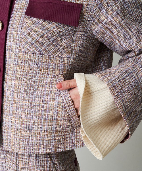 A de a.v.v（アードアー・ヴェ・ヴェ）の「【SET UP対応】ツイードビッグカラージャケット（その他アウター・レディース・パープル/オレンジ系その他・39）」の11枚目の写真