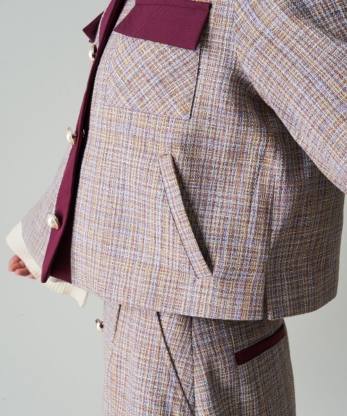 A de a.v.v（アードアー・ヴェ・ヴェ）の「【SET UP対応】ツイードビッグカラージャケット（その他アウター・レディース・パープル/オレンジ系その他・39）」の10枚目の写真