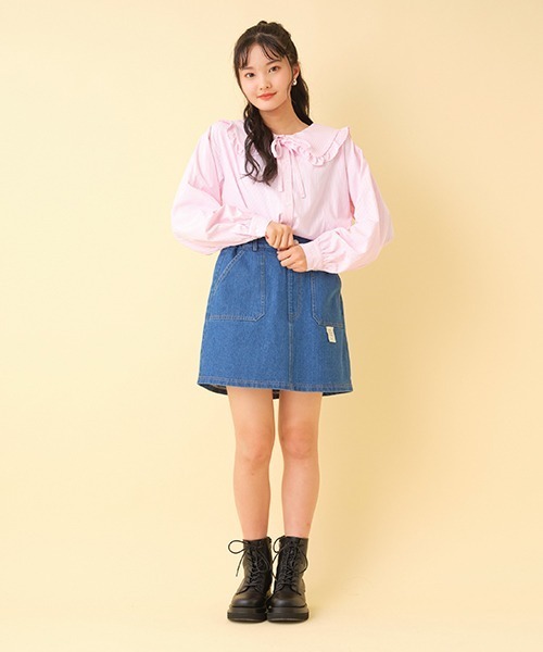 LOVETOXIC(ラブトキシック)の「台形スカパン(スカート・キッズ・グレー/ライトグリーン/ライトブルー/オフホワイト/ブラック/マルチ/グリーン・L/SS/S/M)」の6枚目の写真