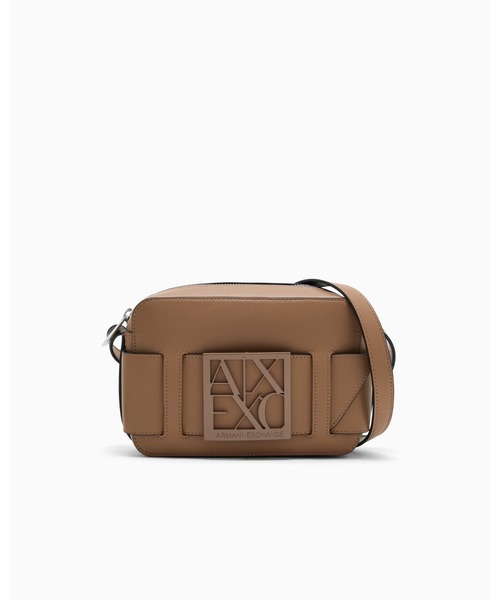 AX Armani Exchange ショルダーバッグ　ブラウン A|X アルマーニ エクスチェンジ】スクエアロゴバックル ショルダー