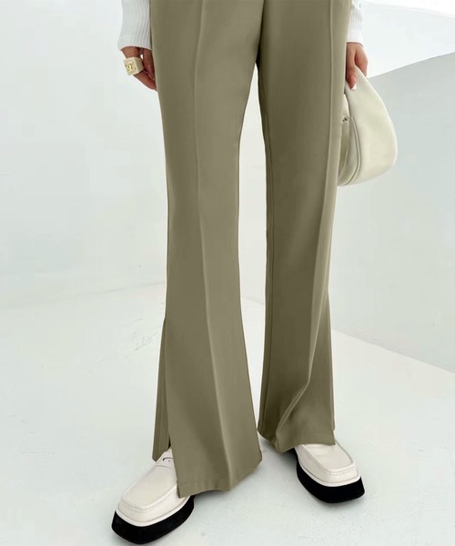 me+em select（ミームセレクト）の「【 選べる4サイズ／6色展開 】ハイウエストサイドスリットフレアスラックス（スラックス・レディース・ブラック/ブラウン/グレー/ブルー/アイボリー/ダークベージュ・SMALL/MEDIUM/LARGE/X-LARGE）」の15枚目の写真