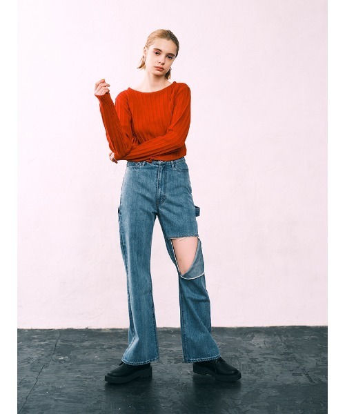 ENVYM（アンビー）の「ダメージペインターＰＴ（デニムパンツ・レディース・ブラック/ブルー・M/S）」の3枚目の写真