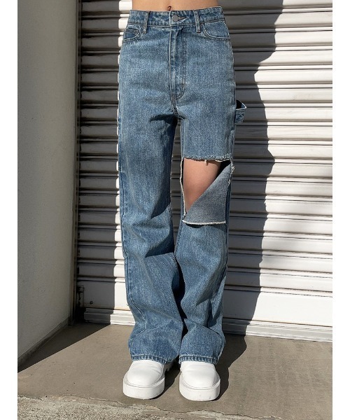 ENVYM（アンビー）の「ダメージペインターＰＴ（デニムパンツ・レディース・ブラック/ブルー・M/S）」の15枚目の写真