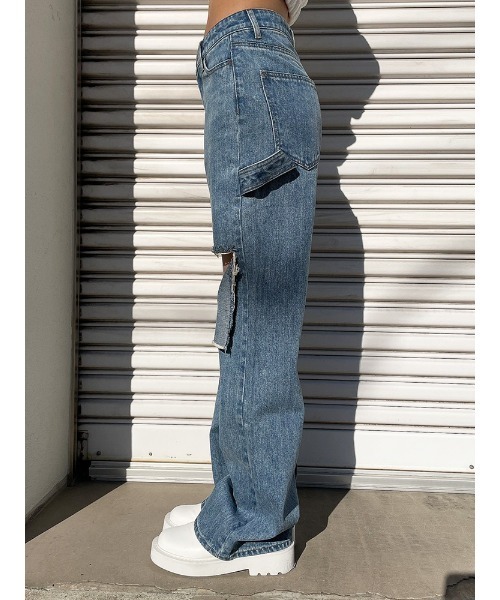 ENVYM（アンビー）の「ダメージペインターＰＴ（デニムパンツ・レディース・ブラック/ブルー・M/S）」の16枚目の写真