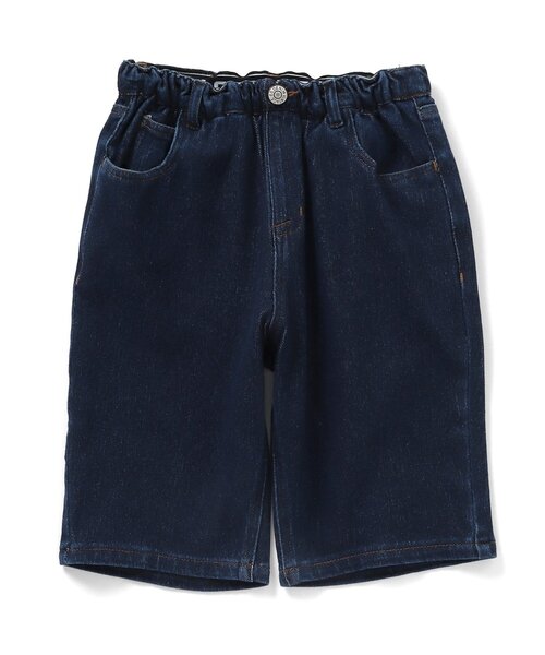 F.O.KIDS（エフオーキッズ）の「デニムニットハーフパンツ ジュニア 5分丈（デニムパンツ・キッズ・ブルー/ネイビー・150/160）」の2枚目の写真