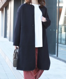 ノーカラージャケット（ブルー・ネイビー/青色系）ファッション通販