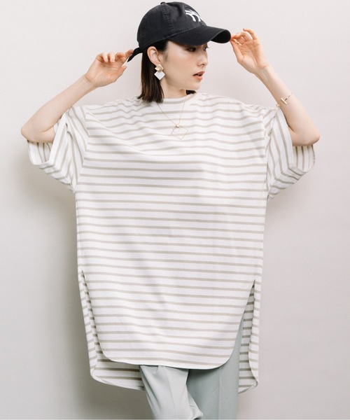 ELVENCE DEUX(エルベンスドゥ)の「ボーダービックT(Tシャツ/カットソー・レディース・ベージュ/その他・FREE)」の2枚目の写真