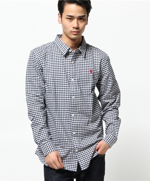 GIORDANO（ジョルダーノ）の「[GIORDANO]ライオン刺繍オックスシャツ（シャツ/ブラウス・メンズ・ネイビー/サックスブルー/ブルー系その他/オレンジ/ブルー/ホワイト/レッド・LARGE/SMALL/MEDIUM）」の5枚目の写真