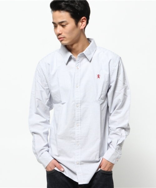 GIORDANO（ジョルダーノ）の「[GIORDANO]ライオン刺繍オックスシャツ（シャツ/ブラウス・メンズ・ネイビー/サックスブルー/ブルー系その他/オレンジ/ブルー/ホワイト/レッド・LARGE/SMALL/MEDIUM）」の3枚目の写真