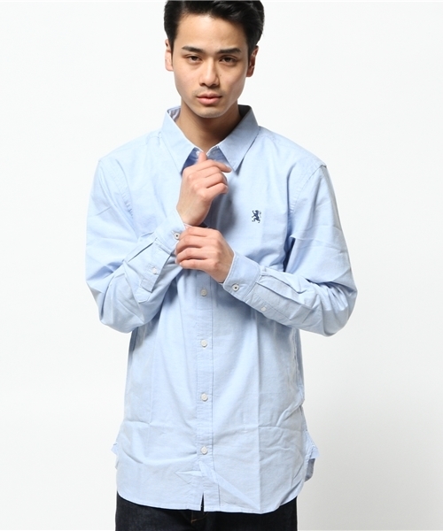 GIORDANO（ジョルダーノ）の「[GIORDANO]ライオン刺繍オックスシャツ（シャツ/ブラウス・メンズ・ネイビー/サックスブルー/ブルー系その他/オレンジ/ブルー/ホワイト/レッド・LARGE/SMALL/MEDIUM）」の4枚目の写真
