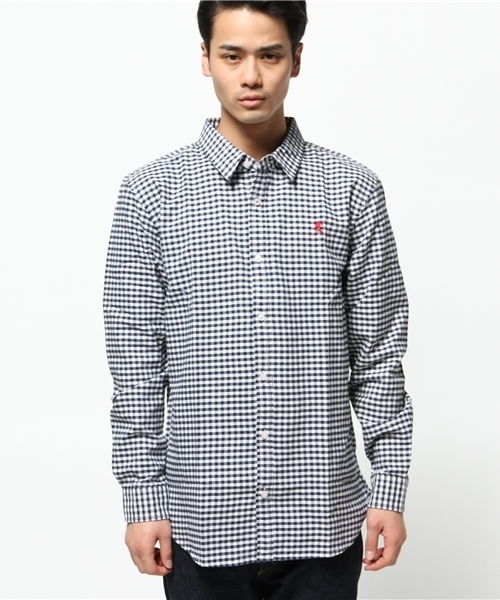 GIORDANO（ジョルダーノ）の「[GIORDANO]ライオン刺繍オックスシャツ（シャツ/ブラウス・メンズ・ネイビー/サックスブルー/ブルー系その他/オレンジ/ブルー/ホワイト/レッド・LARGE/SMALL/MEDIUM）」の12枚目の写真