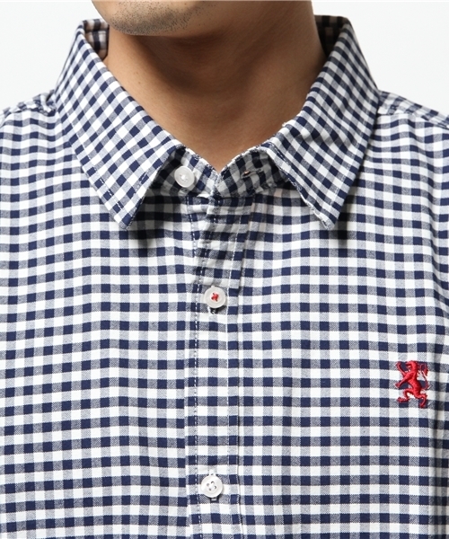 GIORDANO（ジョルダーノ）の「[GIORDANO]ライオン刺繍オックスシャツ（シャツ/ブラウス・メンズ・ネイビー/サックスブルー/ブルー系その他/オレンジ/ブルー/ホワイト/レッド・LARGE/SMALL/MEDIUM）」の15枚目の写真