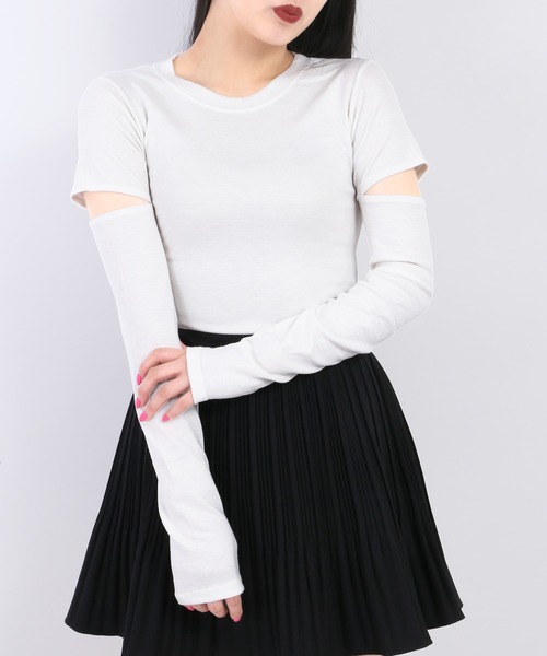 WC(ダブル シー)の「スリーブカットアウトトップス(Tシャツ/カットソー・レディース・ブラック/ホワイト・FREE)」の14枚目の写真
