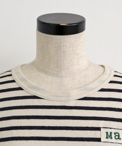 Malle（マル）の「malle ヴィンテージフォギーボーダーMalleテープパフTシャツ（Tシャツ/カットソー・レディース・グレー系その他・FREE）」の2枚目の写真