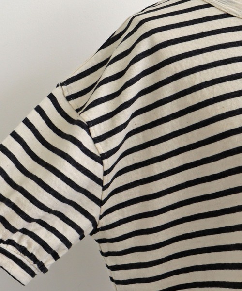 Malle（マル）の「malle ヴィンテージフォギーボーダーMalleテープパフTシャツ（Tシャツ/カットソー・レディース・グレー系その他・FREE）」の3枚目の写真